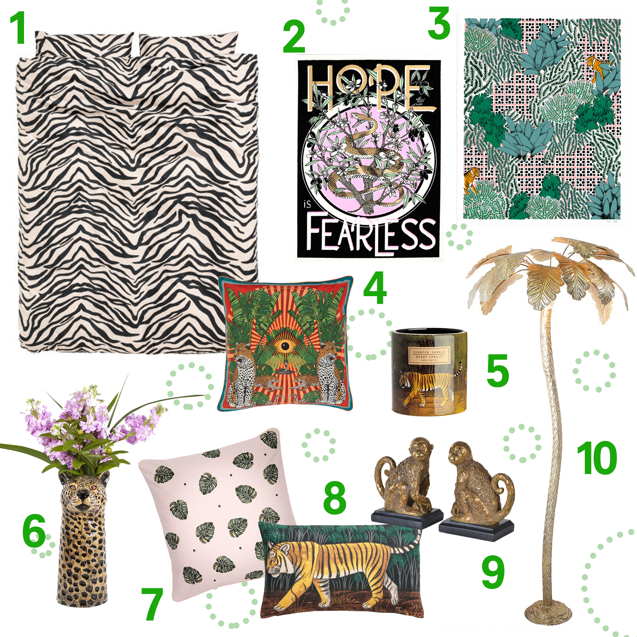 Jungle luxe trend interior products