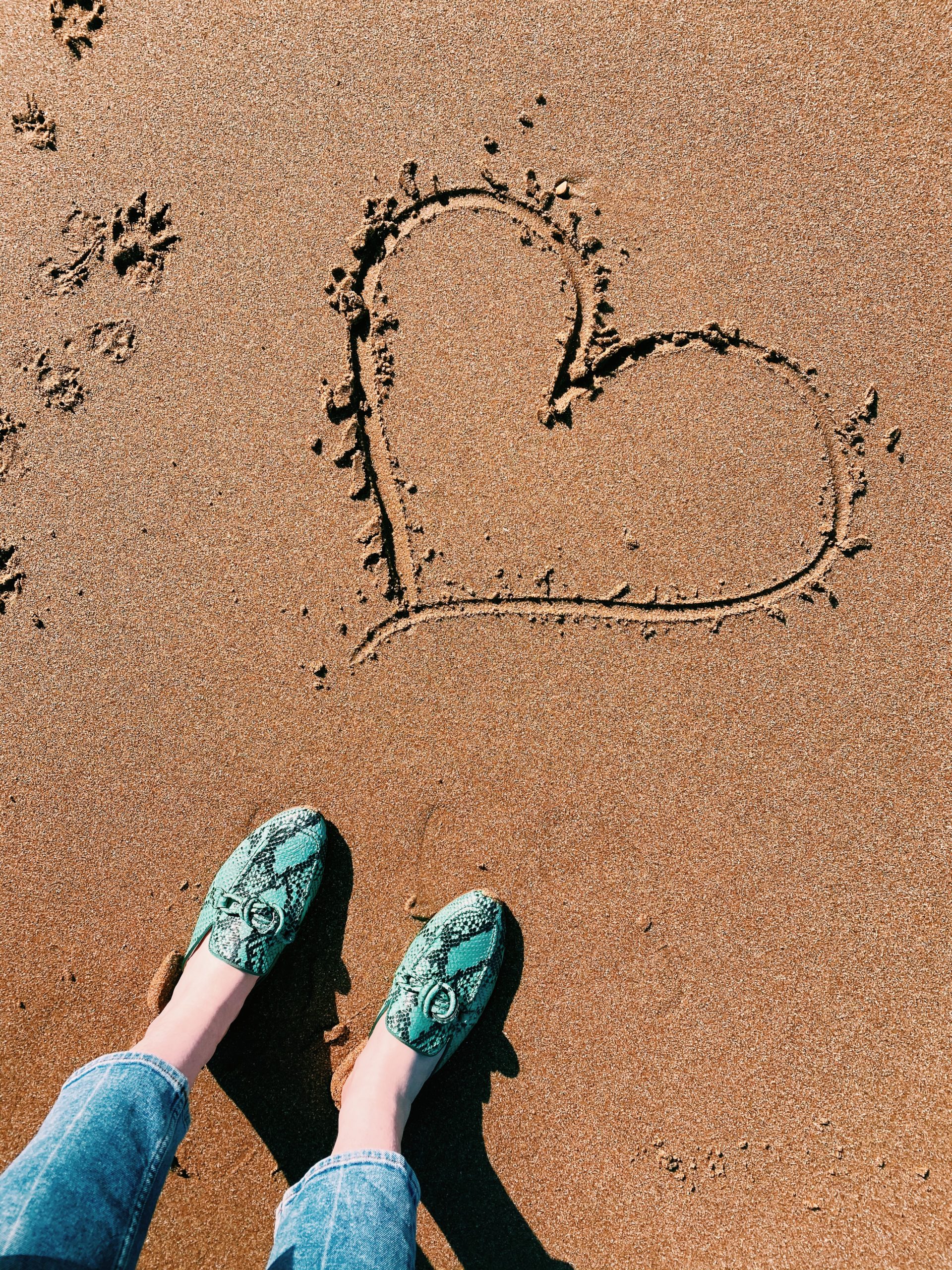 heart drawn into Margate beach sand